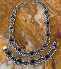 VTG MATL STYLE Sterling & OBSIDIAN Panel Link Necklace 19 In 111 Grams TAXCO — photo 2