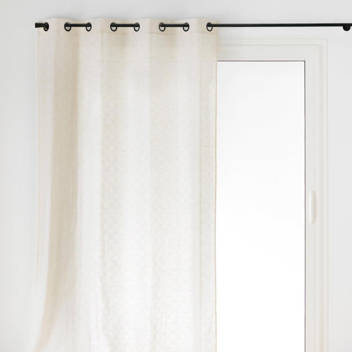 Rideau effet lin tissé Logan 140x260 cm de couleur naturel pour salon