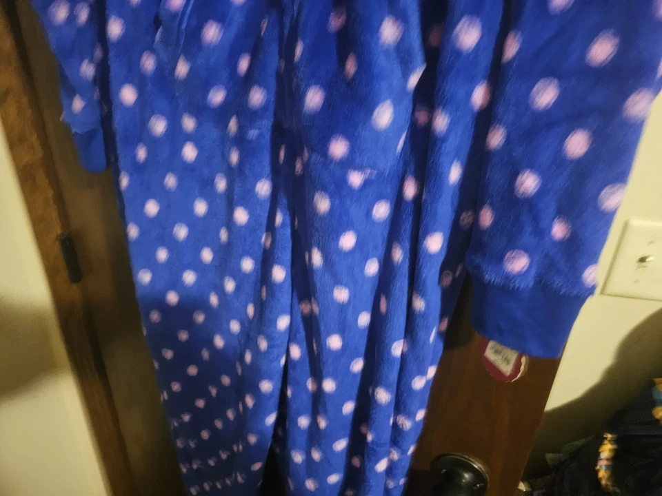 Plus Size So Intimates Polka Dot One Piece Pajama With Hoodie Size 2X - Image 3 of 4