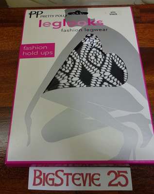Pretty Polly Leglooks Net Hold-Ups   Size S/M Black  FREE P&P