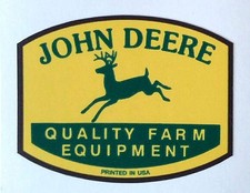 2 JOHN DEERE FARM EQUIPMENT 6" X 4.5"  VINYL STICKERS TRACTOR TOOL & USA FLAG