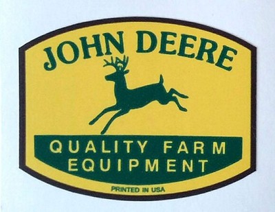 2 JOHN DEERE FARM EQUIPMENT 6'' X 4.5''  VINYL STICKERS TRACTOR TOOL & USA FLAG