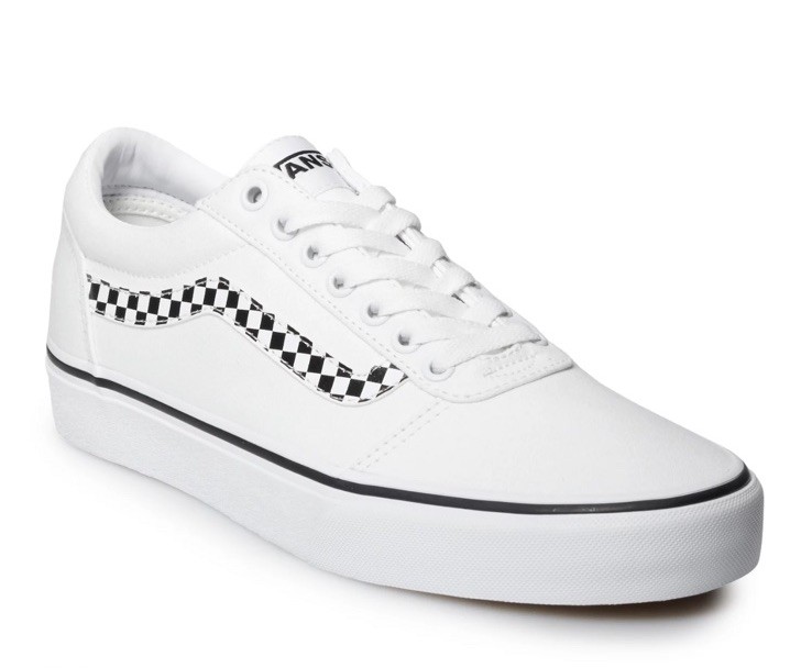 Vans Ward Checkerboard Stripe White Black Shoes Size 8.5M 10W VN0A38DM05U-image