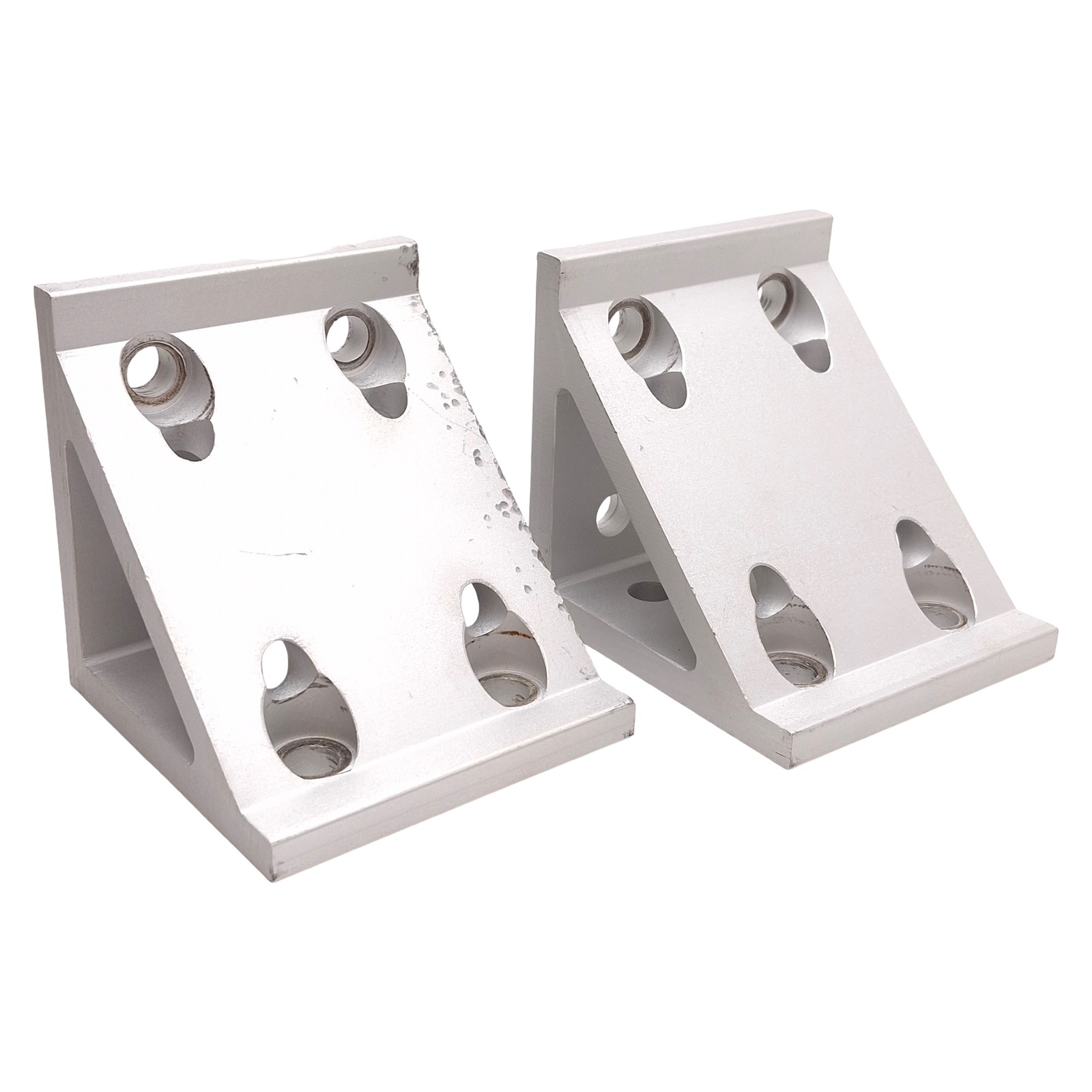 Lot of 2 Parker 20-103 Aluminum Machined Gusset Corner Bracket, 77 x 77 x 74mm