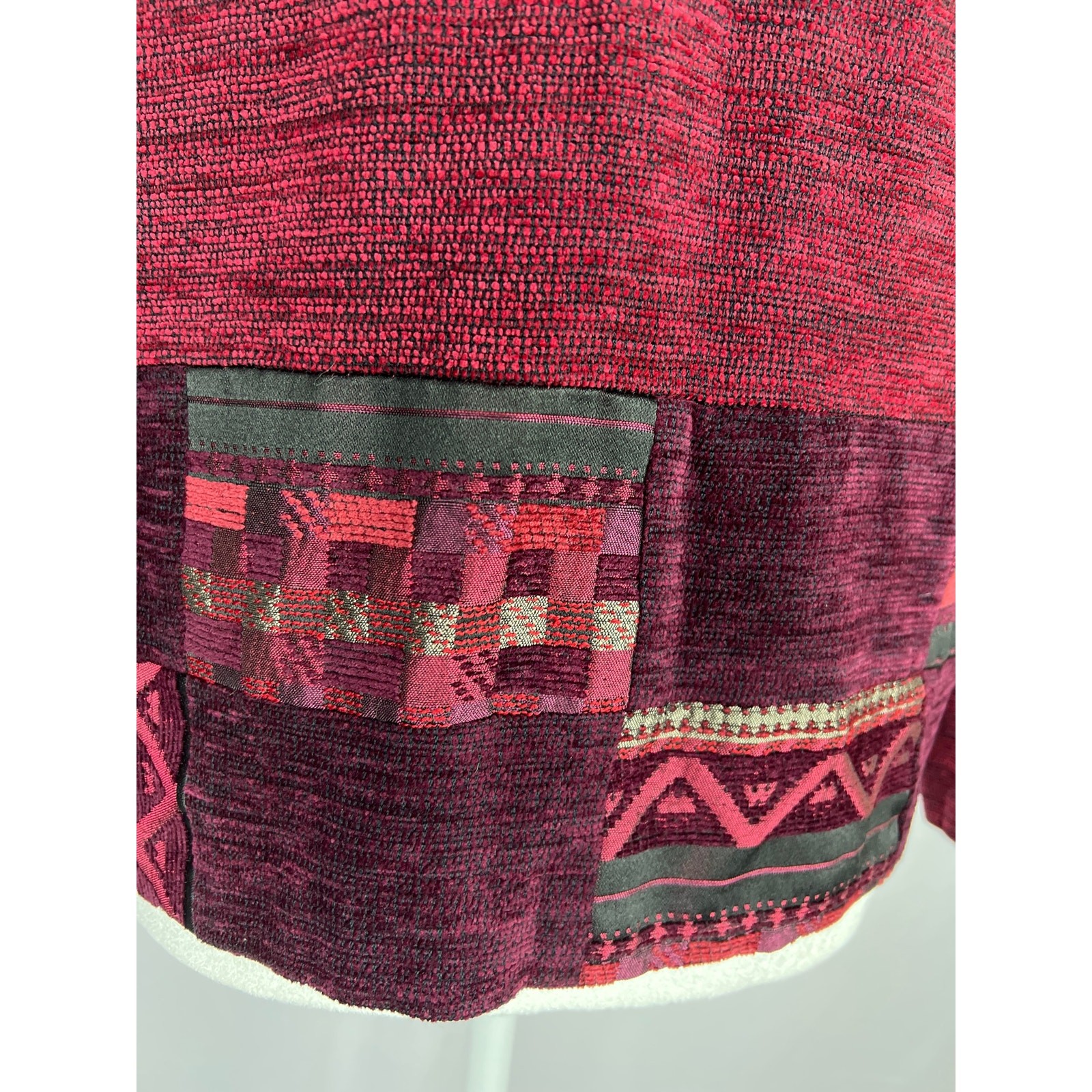 Boho Cottagecore Patchwork Embroidered Jacket Red… - image 7