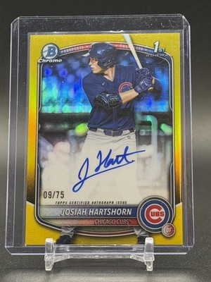 2025 Bowman Draft Josiah Hartshorn Chrome 1st Yellow Refractor Auto /75 Cubs
