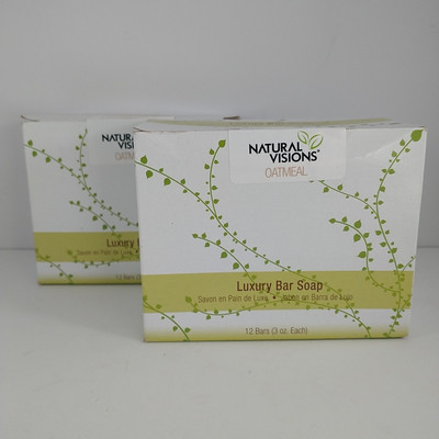2 Boxes NATURAL VISIONS OATMEAL COCONUT LIME LUXURY BAR SOAP 24 Total 3 Oz. NIB