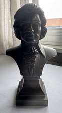Antico Busto MOZART Scultura Bronzo FIRMATA TONI Metallo Base Quadrata 29cm 3,1k