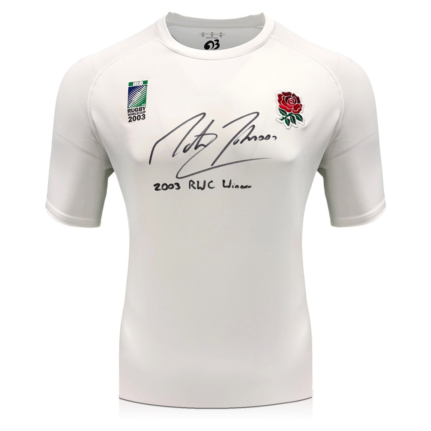 Martin Johnson Signed Commemorative England Rugby Shirt: Inscription. Icon Frame