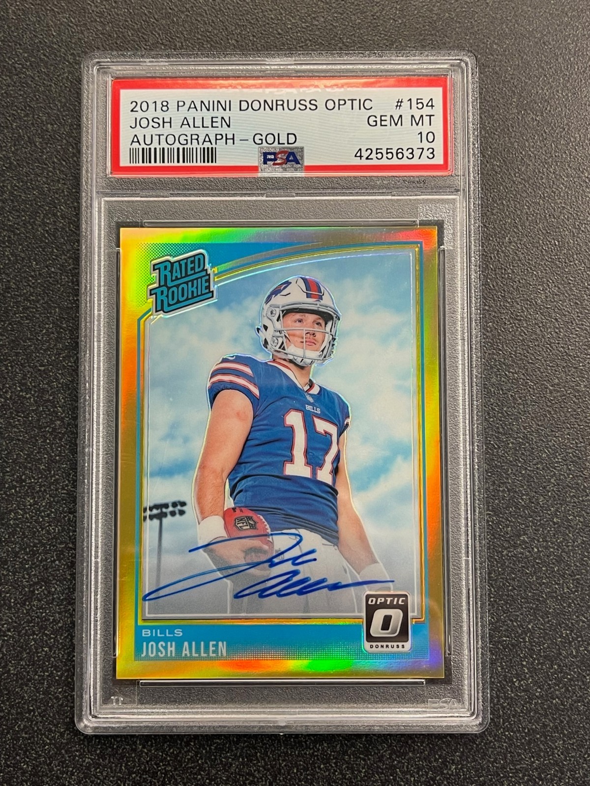 2018 JOSH ALLEN DONRUSS OPTIC RATED ROOKIE AUTOGRAPH GOLD /10 - PSA 10