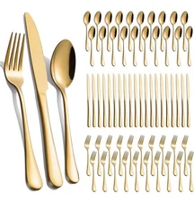 60-Pcs Gold Silverware Set - Stainless Steel Flatware Cutlery Set Service for 20