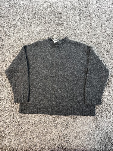 Perry Ellis, Vtg Perry Ellis Sweater Womens XL Lambswool Heather Gray Heavyweight Chunky 90s