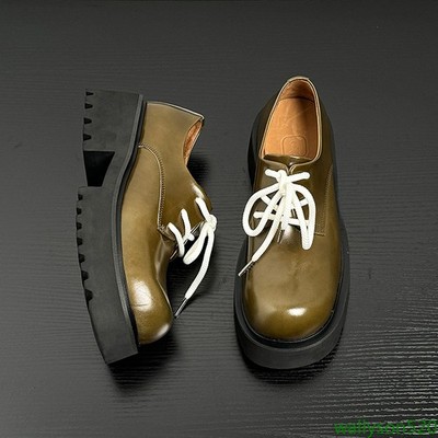Men's Patent Leather lace up Chunky Platform Derby Shoes dress casual Footwear