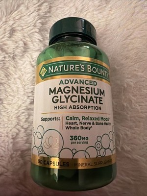 Natures Bounty Advanced MAGNESIUM GLYCINATE High Absorption, 90 caps  Exp 8/2028
