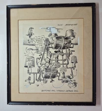 1949 ARTHUR BIMROSE Oregonian Art Political Cartoon The Great Oregon Tax Machine