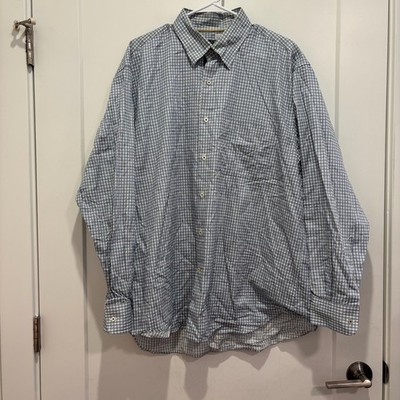 Robert Talbott Carmel Mens XL Blue Green Plaid Long Sleeve Button Down Shirt