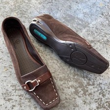 Cole Haan Sporty Vintage Brown Suede Loafers Buckle Square Toe Flats Women's 7B