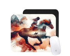 Watercolor Horse Rider Mouse Pad Desk Mat Equestrian Gift
