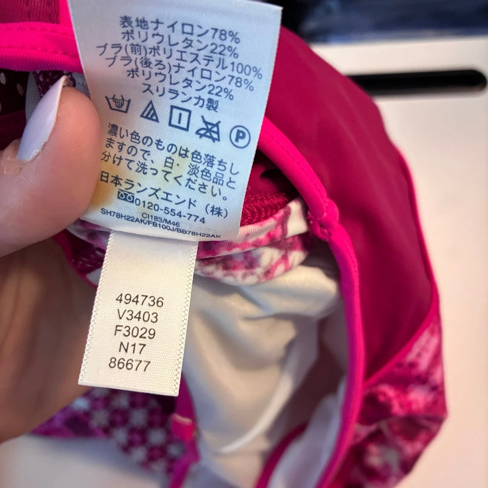 Traje de baño Tankini Lands End Top para mujer 6 rosa estampado geométrico espalda deportiva surf piscina Foto 2 de 4