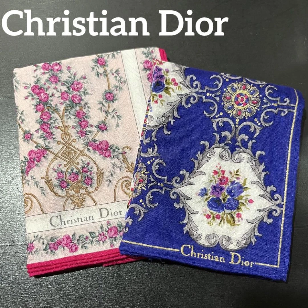 Foulard Dior bleu rose soie fleurie femme France 117547