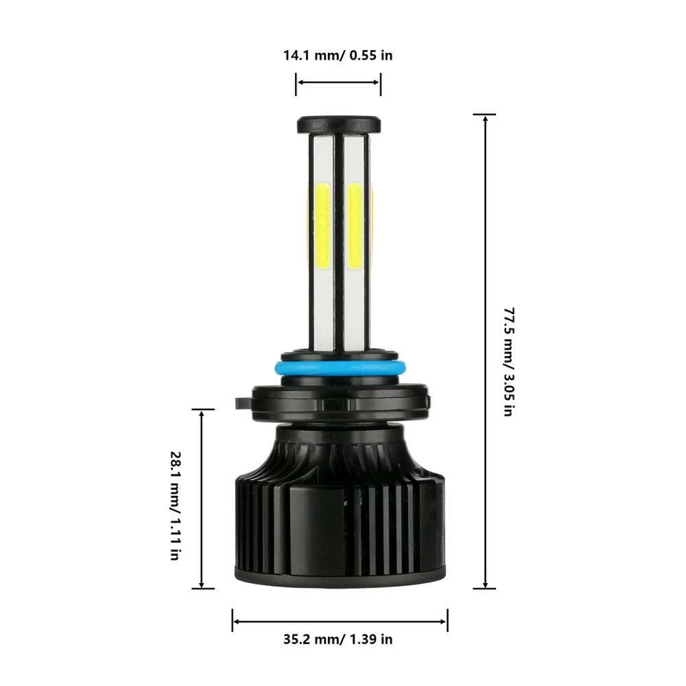 6-sides 9005 HB3 LED 6000K Xenon White High Beam Headlight Bulb Super Bright 2x - Image 3 of 4
