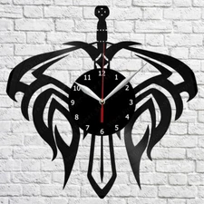 Sword Vinyl Record Wall Clock Home Fan Art Decor 12'' 30 cm 6753