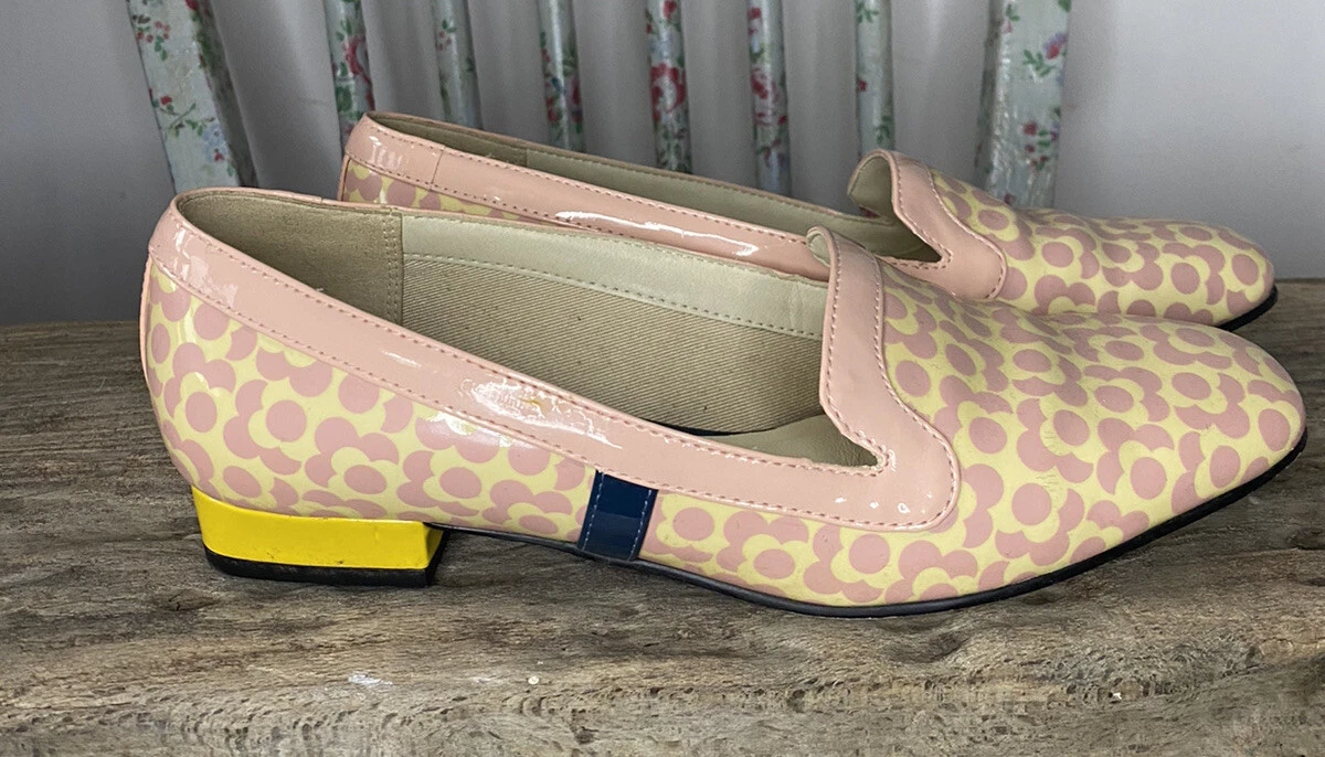 Clarks Orla Kiely Shoes UK 3.5 Pink Floral Slip On flat Retro