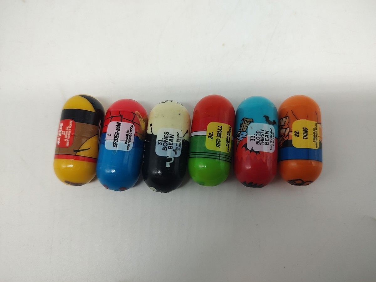 Mighty Beanz Lot Of 6 Wolverine, Spiderman Red Skull Blood Thirsty