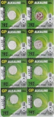 8 Pcs GP192 AG3 LR41 V3GA Alkaline Batteries