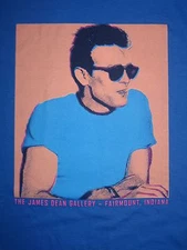 JAMES DEAN GALLERY T-SHIRT Blue with POP ART Image FAIRMOUNT INDIANA Cotton