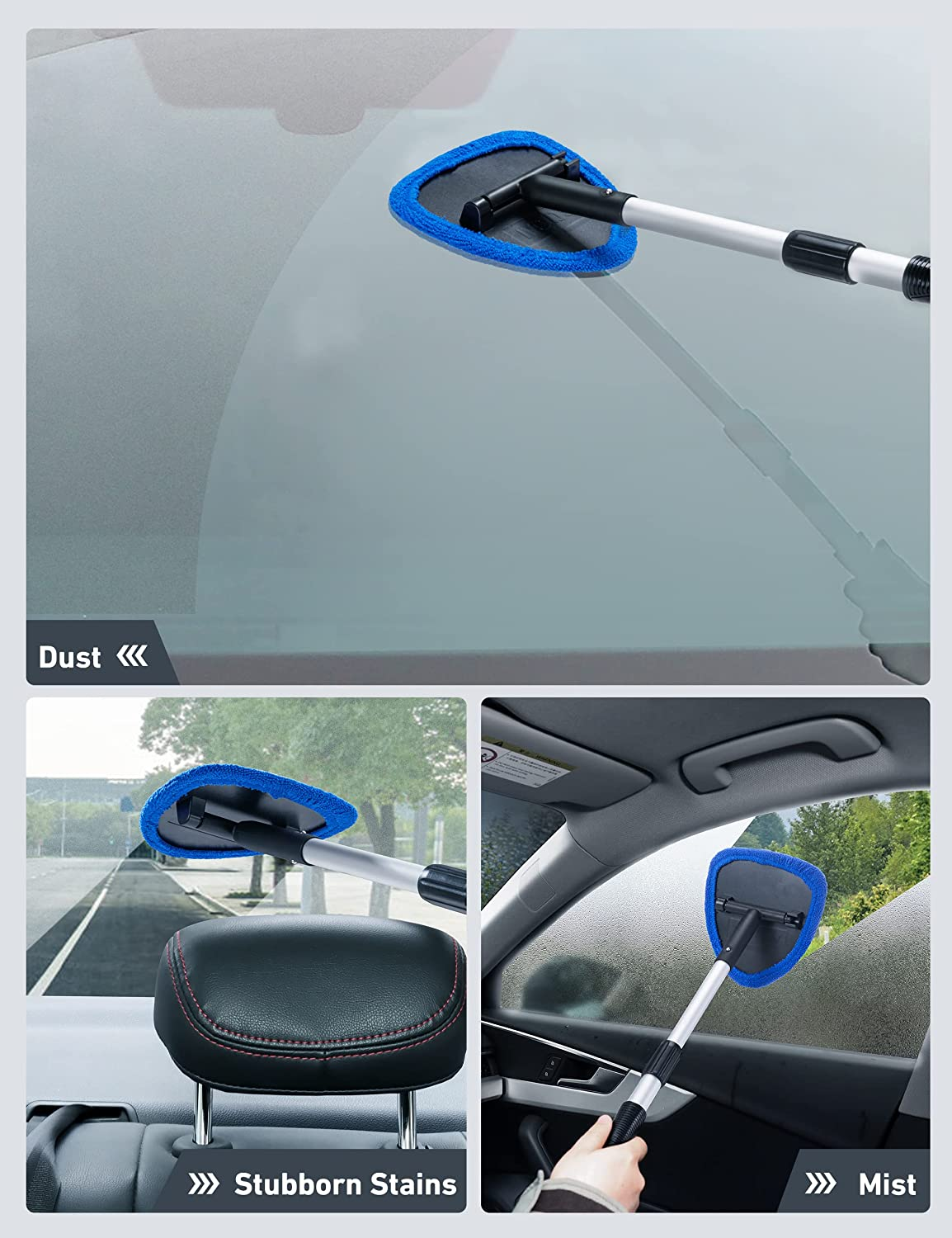 Car Windscreen Cleaner, Car Window Cleaner with 4 Reusable and Washable