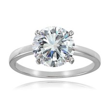 925 Sterling Silver 3ct Cubic Zirconia 9mm Round Solitaire Ring