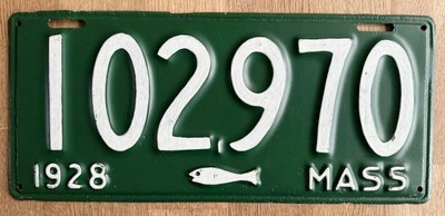 Nummernschild USA Kennzeichen MASSACHUSETTS Atlantic Cod Fish 1928 Kabeljau