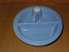 Divided Dish for Baby Food Warming with Original Cork. Vintage 1950's Baby Blue