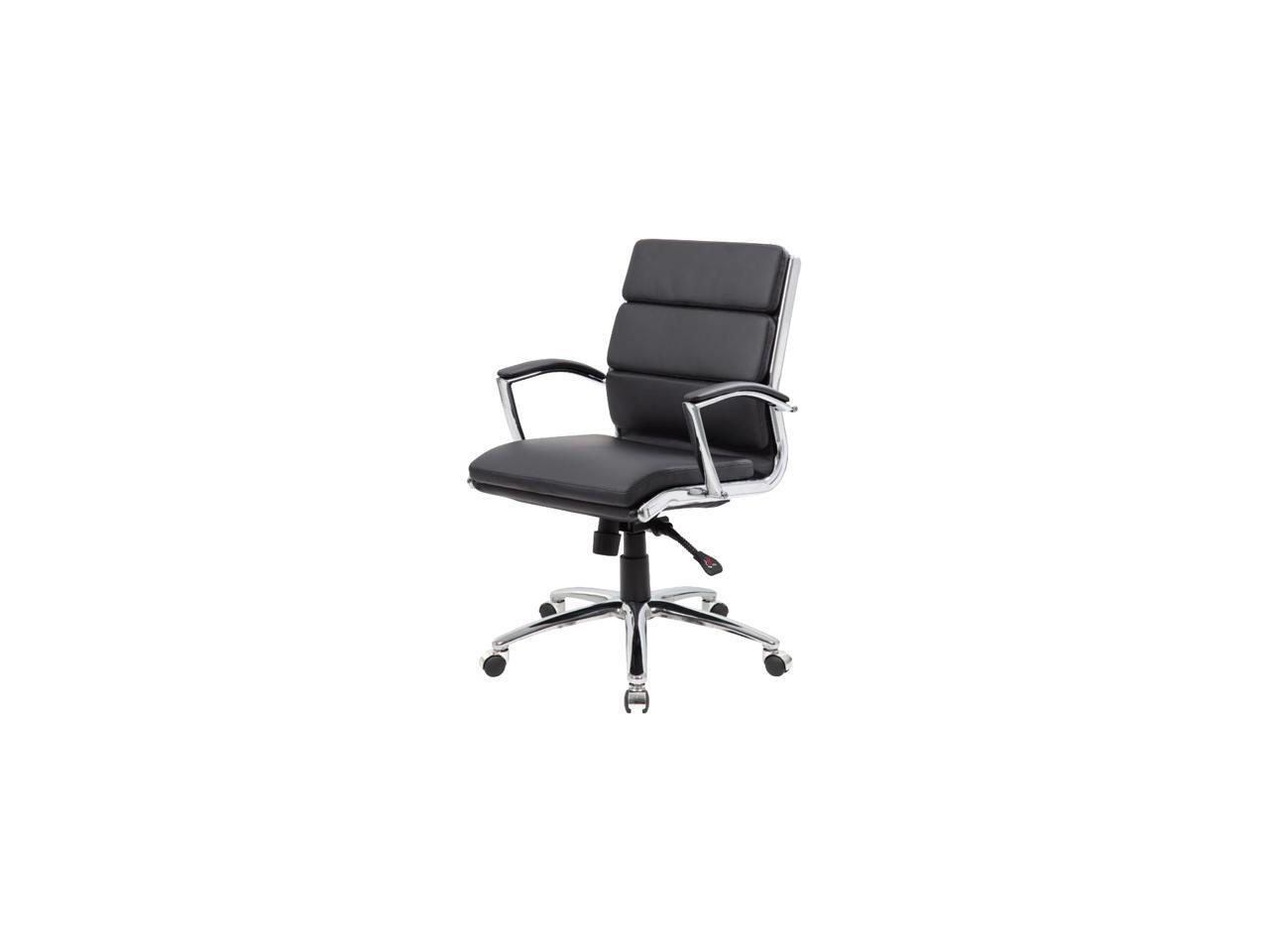 Norstar B9476-BK Black Executive Mid Back - Padded Chrome Arm, Chrome Base