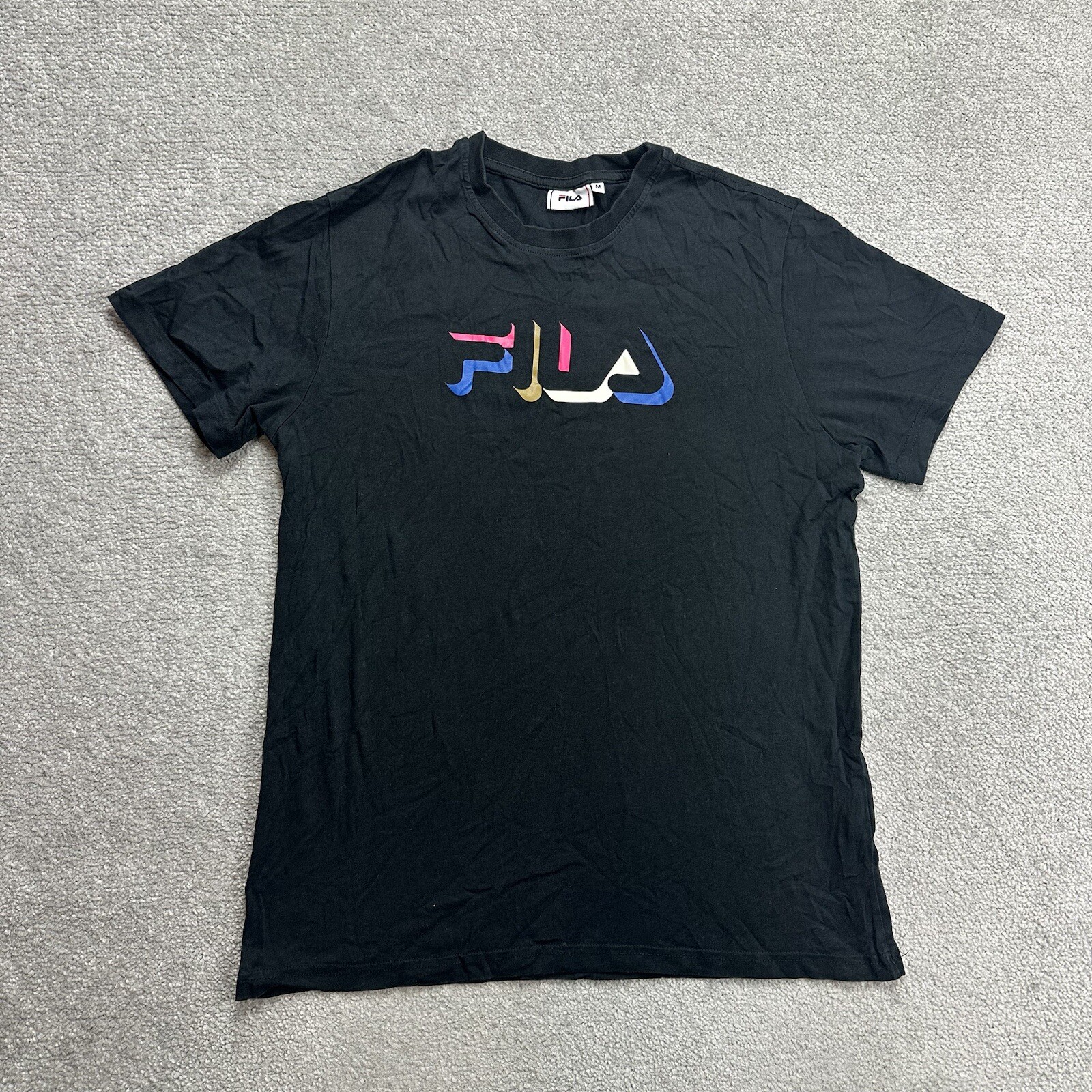 T shirt uomo FILA manica corta taglia M regular fit classica retrò logo 17815 nera