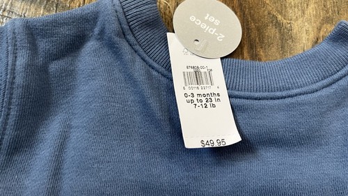 Baby GAP Linen Cotton Logo Sweatshirt w/ Shorts, Blue White, Size 0-3 Months NEW - Picture 5 of 7