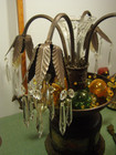 Reverse painting Art nouveau lamp epergne lily tulip amber antique circa 1920s — photo 3