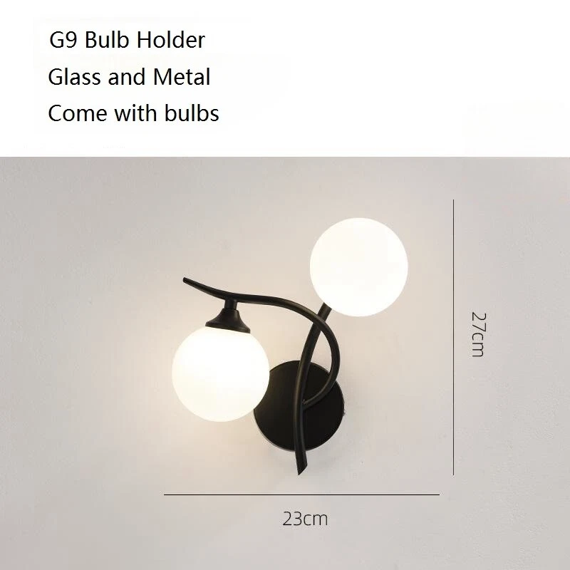 Modern Wall Lighting Indoor Wall Lamp Glass Wall Light Bedroom Black Wall Sconce - Image 2 of 4