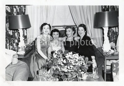 OLD VINTAGE PHOTO Attractive Pretty Women Dressed up Partying 1940s Snapshot