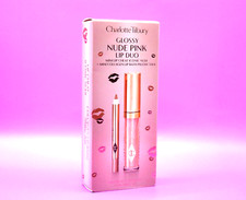 Charlotte Tilbury Glossy Nude Pink Mini ICONIC NUDE PILLOW TALK Lip Duo NIB