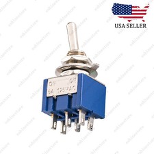 1 Pcs DPDT Blue 2 Way 6 Pin ON ON Guitar Mini Toggle Switch Car/Boat Switches