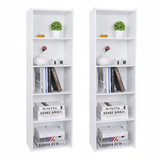 2PCS 5-Tier Display Shelf Bookcase Storage Open Shelves Room Divider for Office