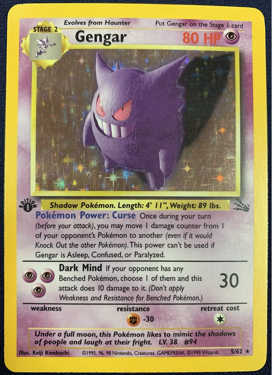 Gengar Holo - Fossil Pokémon card 5/62