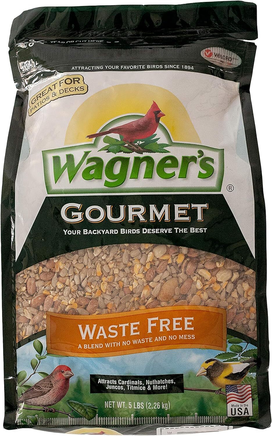 Wagner's 82056 Gourmet Waste Free Wild Bird Food, 5 Pound (Pack of 1), Black