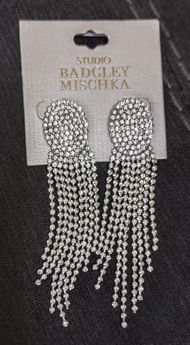 Rhinestone fringe earrings deals