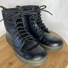 Doc Martens Zavala J Combat Boots Womens Size 5 Black Leather Zip UP Boots