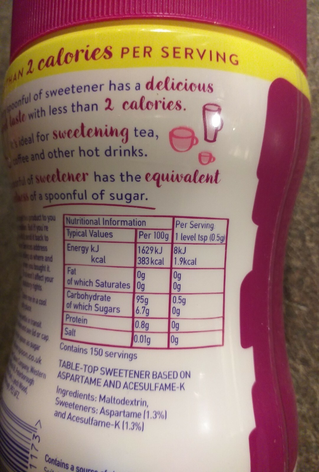 2x 75g Silver Spoon Granulated Sweetener Aspartame table top sweetener