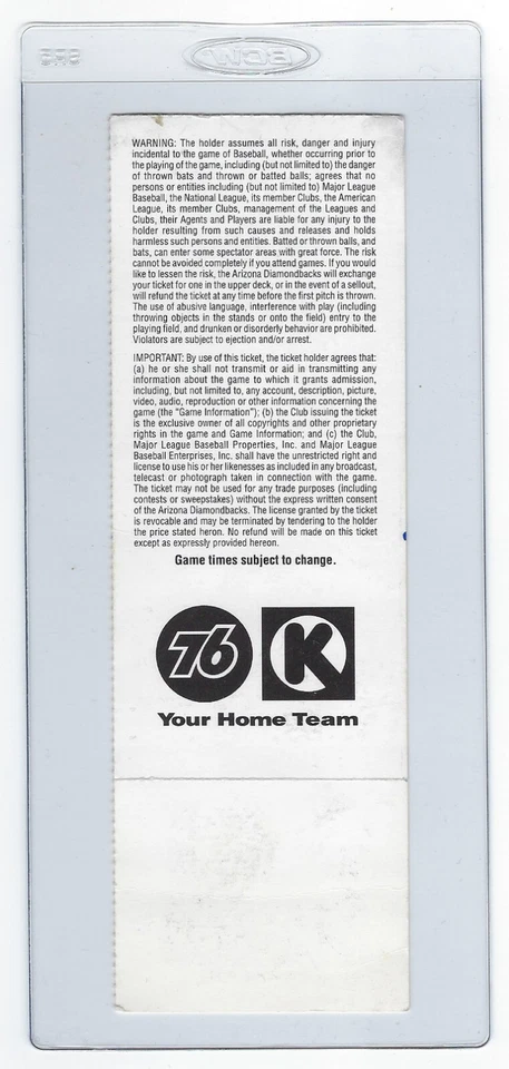 2002 Diamondbacks Craig Counsell signed ticket vs Brewers AUTO 2001 NLCS MVP - Image 2 of 2