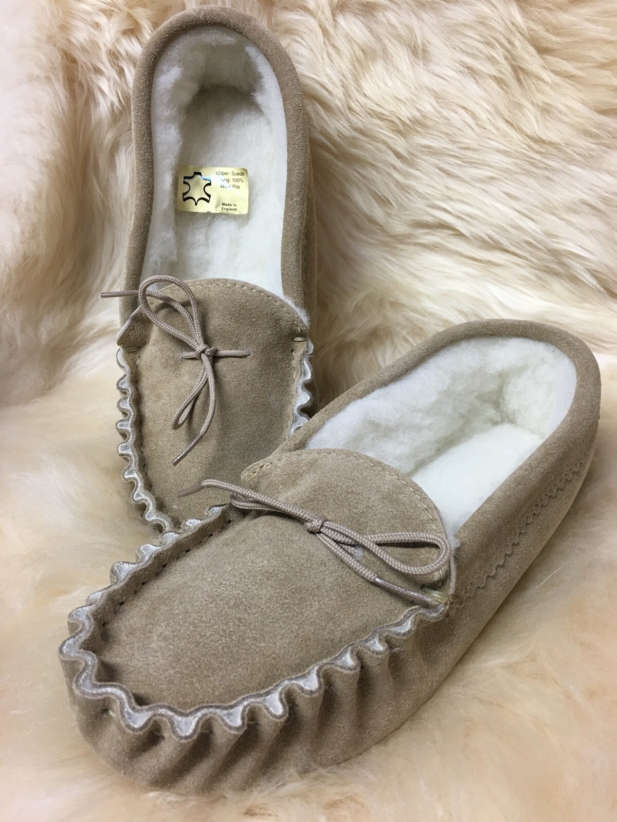 SAOLA Ciabatta mocassino uomo suola morbida pelle di pecora scamosciata 6 11 "made in britain"